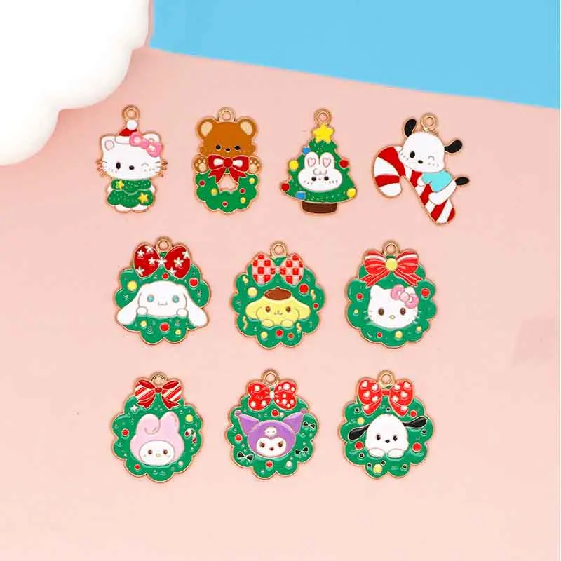 

Kawaii Sanrio Christmas Tree Pendant Anime Figure Hello Kittys Cinnamoroll My Melody Pochacco Alloy Jewelry Accessories Gift