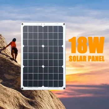 10W 18W 5V USB 12V DC Solar Panel For Camping Hiking Power Loss Of Automobile Starting Battery Mobile Phone Power Bank Charging