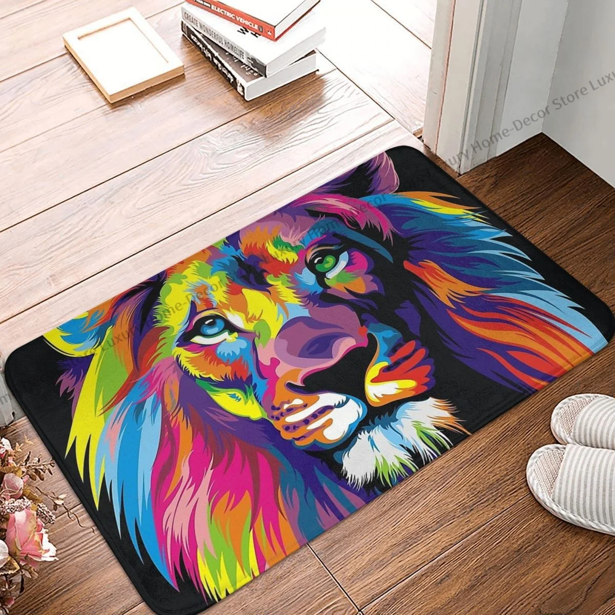 

Banksy Wall Graffiti Non-slip Doormat Rainbow Lion Pop Art Bath Bedroom Mat Prayer Carpet Indoor Pattern Decor