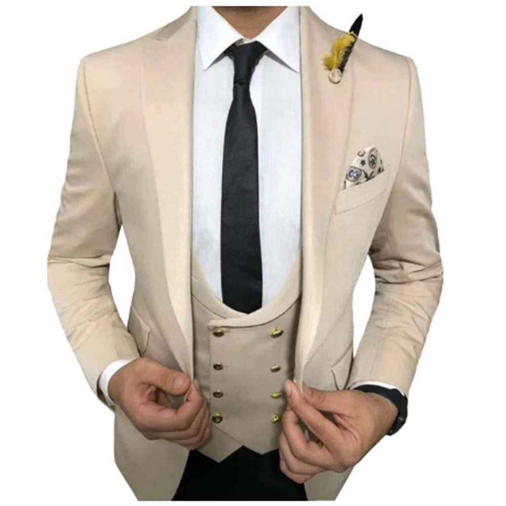 2022Men Suits 3 Pieces Slim Fit Business Suits Groom  Green Noble Grey White Tuxedos for Formal Wedding suit(Blazer+Pants+Vest)