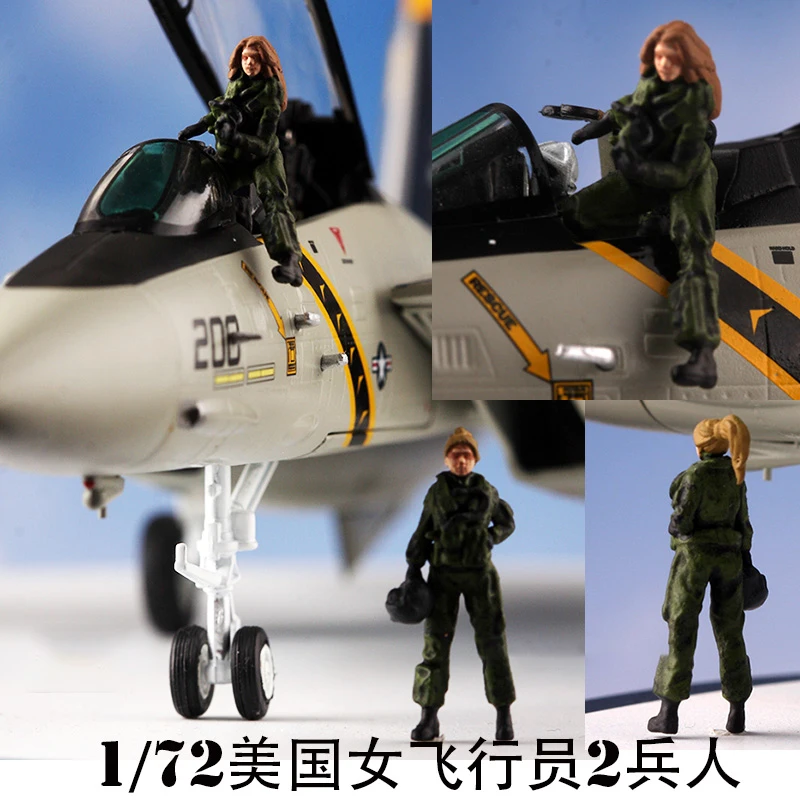 Finished 1/72 Scale American Fighter Female Pilot 2 Soldiers  Figure Resin Model