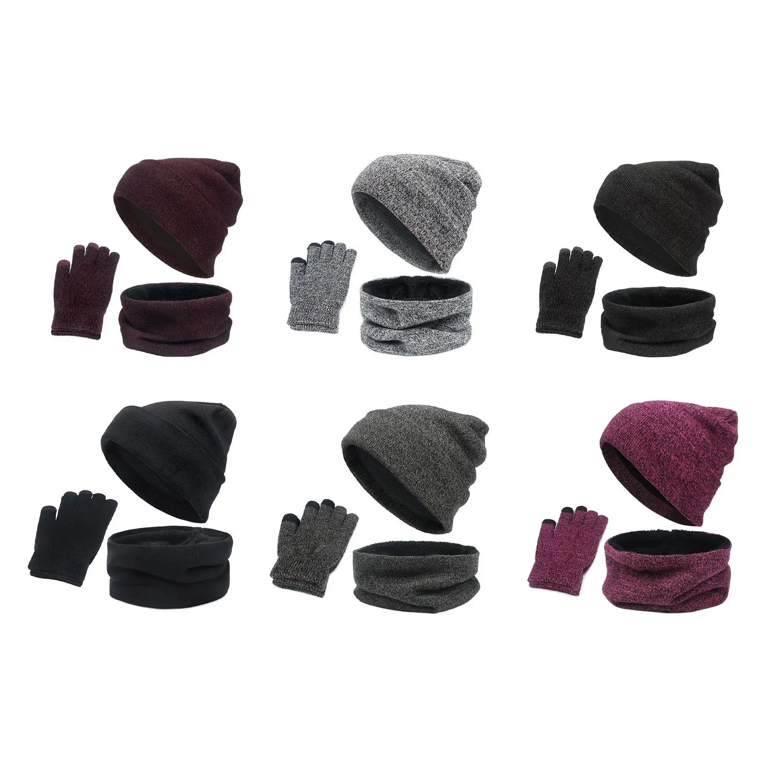 

Winter Beanie Hat, Neck Warmer Scarf, Touchscreen Gloves, Touch Screen Mittens, Hats, Scarves for Women Men