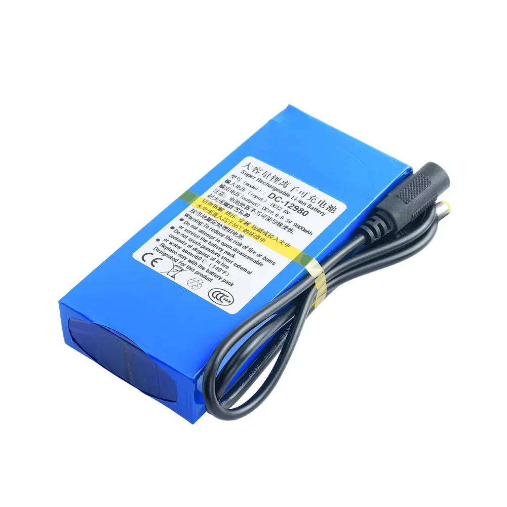 

High Quality DC-12980 DC12980 DC 12980 12.6V 9800mah Rechargeable Lithium Ion Battery Pack + On/Off Switch Bms For CCTV Camera