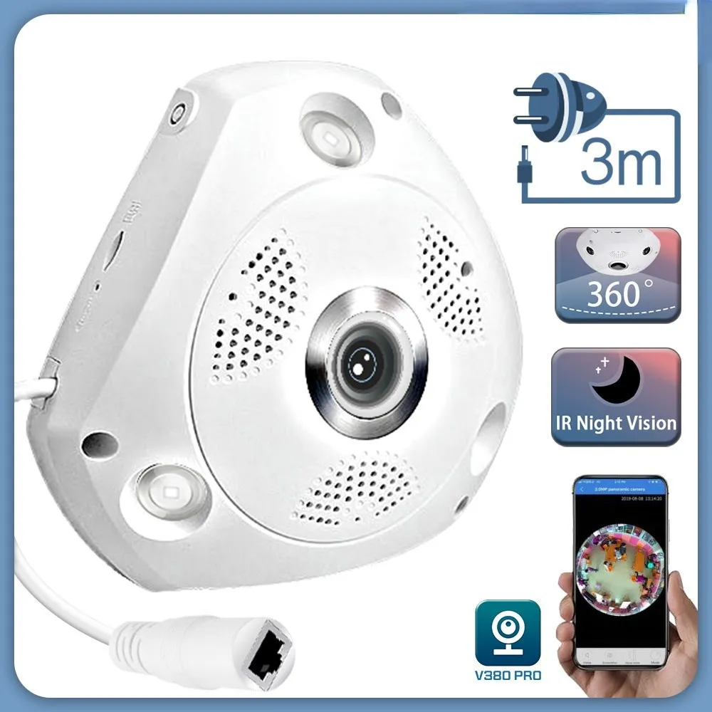 

V380 5MP Fisheye VR Surveillance WiFi Camera 360 VR Panorama Wireless IP Camera Home Security Video Baby Monitor CCTV Camera Hot