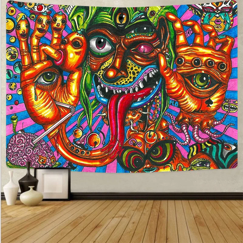

Psychedelic Tapestry High-Definition Polyester Fabric Wall Hanging Decor Bohemian Hippie Witchcraft Tapestry Table Cover