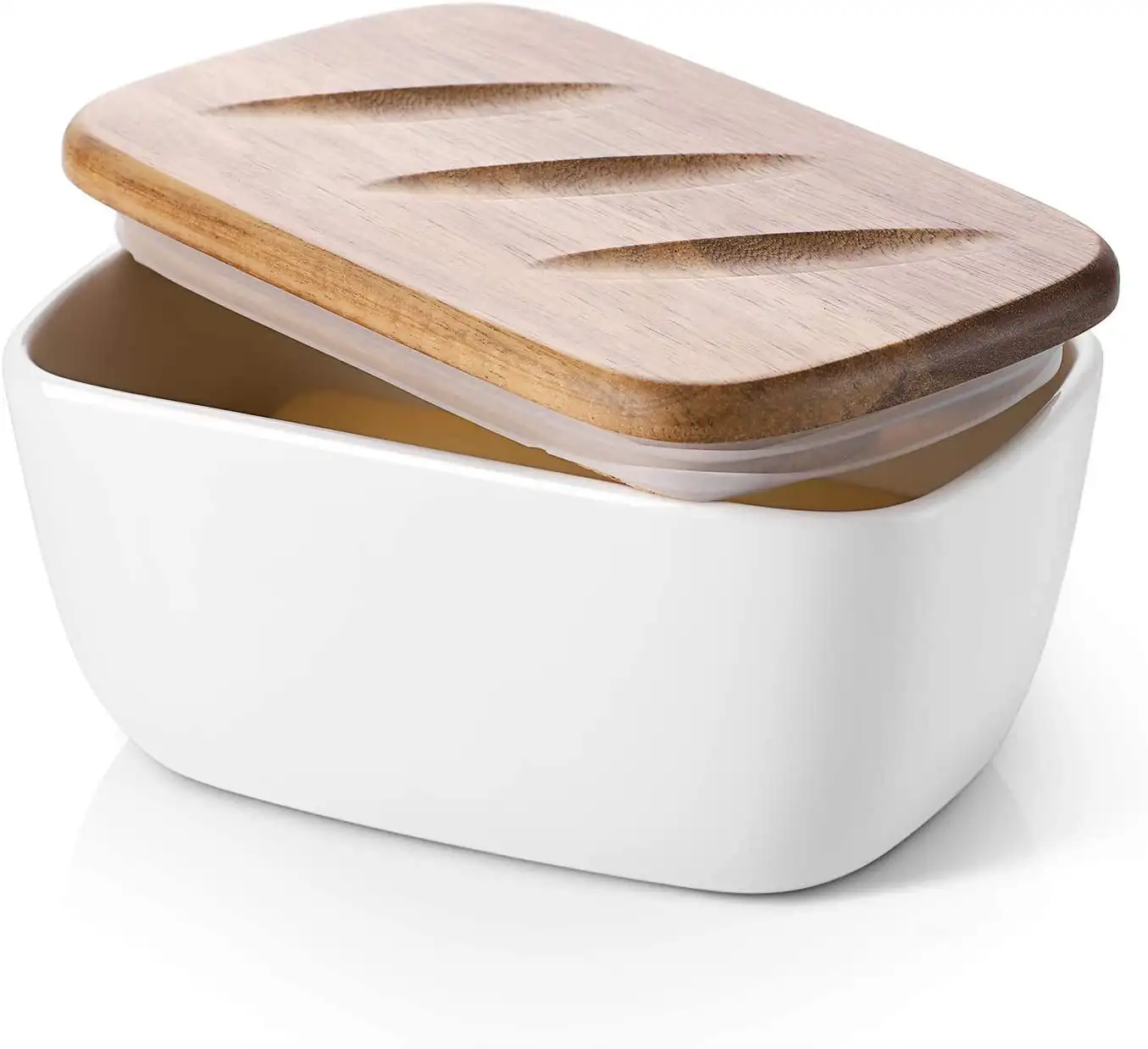 

Butter Dish, Ceramic Butter Dish with Lid and Butter Holder Container with High-quality Silicone Sealing for Countertop, Large B
