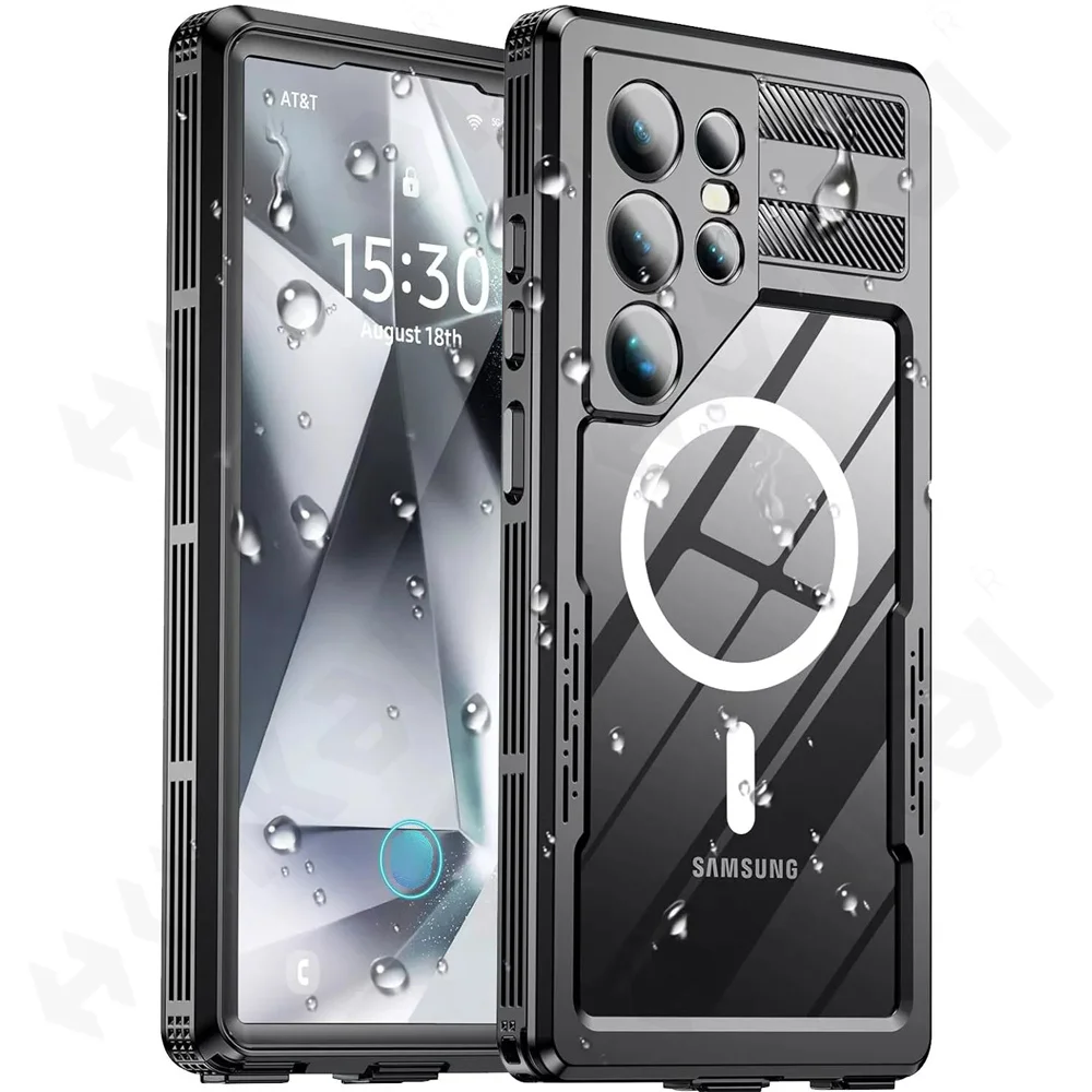 Фото Case For Galaxy S25 S24 S23 Ultra Plus Waterproof Shockproof IP68 Underwater Built Screen Protector Anti-Scratch 360 Cover №1