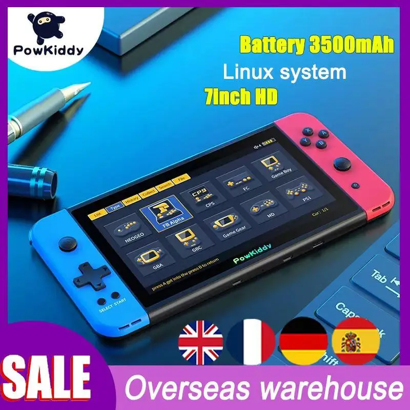 Новинка 2023 оригинальная портативная игровая консоль POWKIDDY X70 7-дюймовый HD-экран