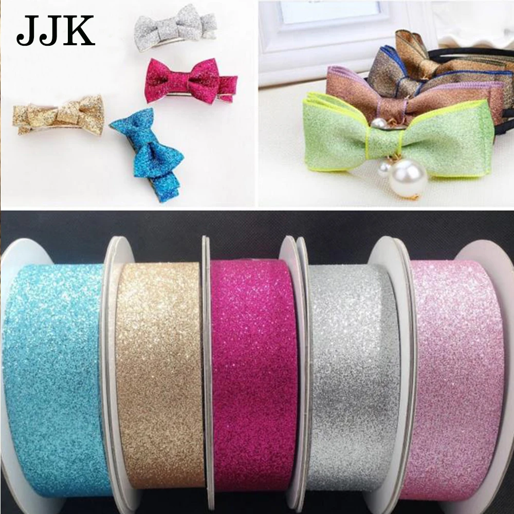 

New brand 5yd/lot 1-1/2''(38mm) material PU Silver gold color Glitter ribbon lace trim for wedding craft bow decoration DIY
