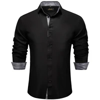 new designer luxury solid shirts for men splicing paisley collar cuff scoial men clothing long sleeve cotton dress shirt dibangu
