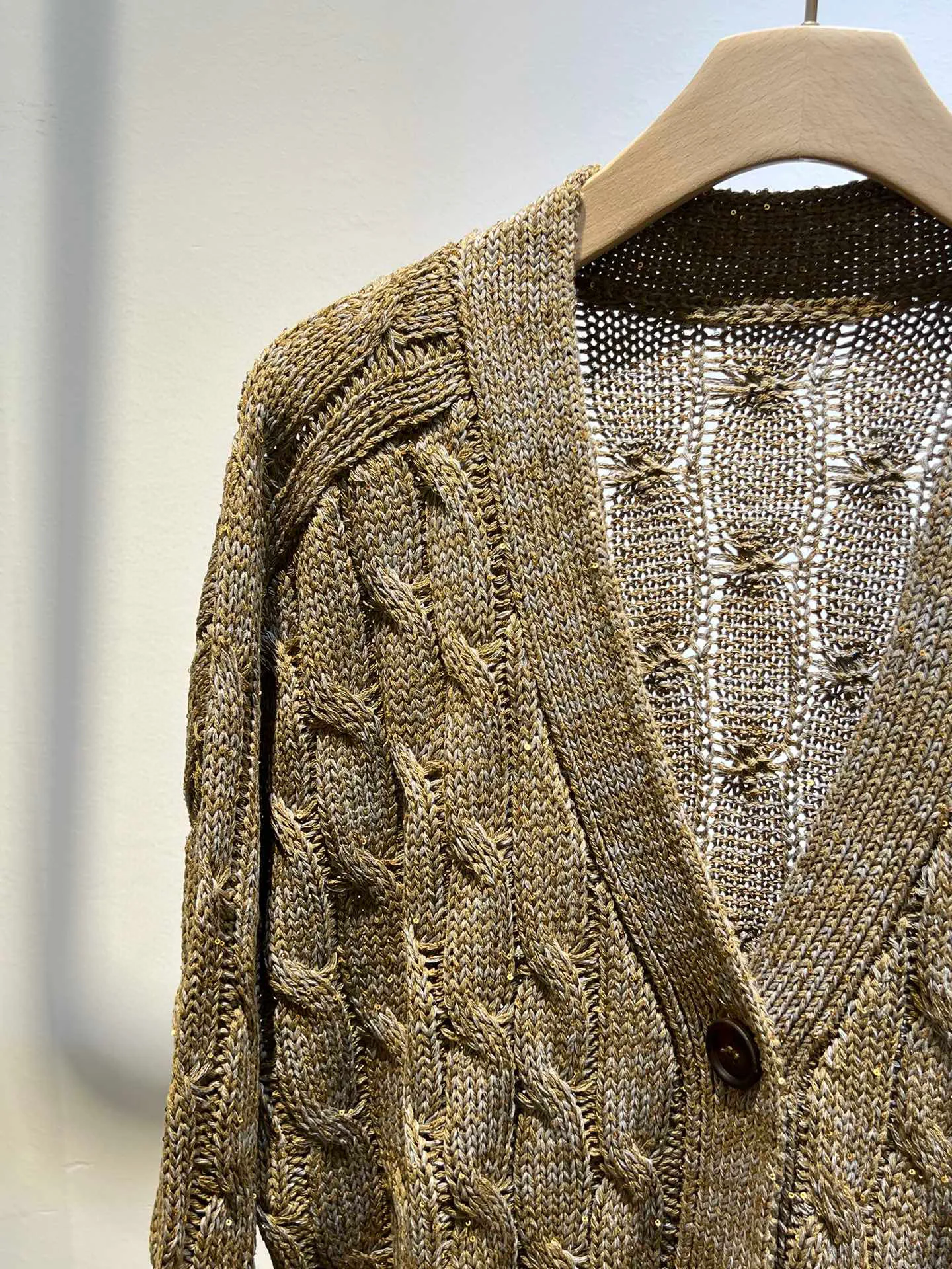 Роскошный повседневный летний льняной кардиган с отделкой из бисера