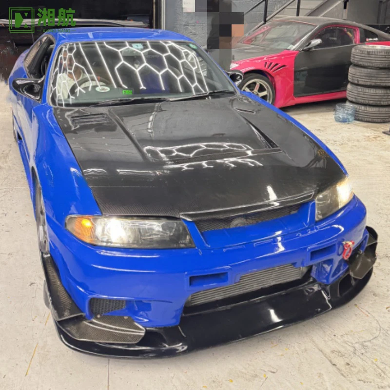 Фото Подходит для модификации кузова Nissan R33 Top Secret, передний бампер из полукарбона, передняя часть кузова. №4
