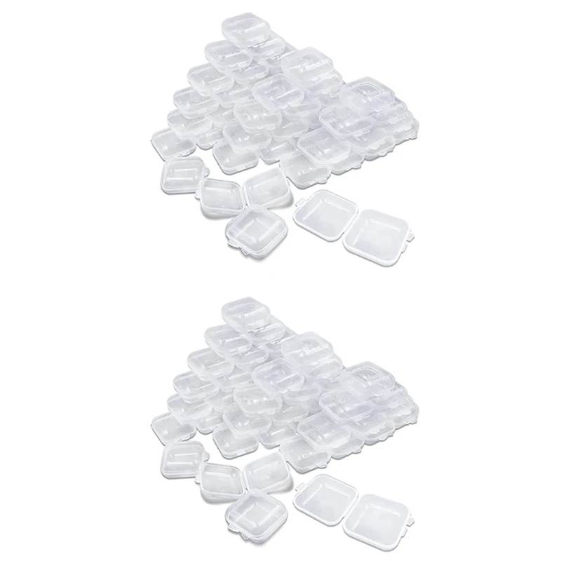 

100Packs Small Clear Plastic Storage Containers, Case With Lids For Small Items And Other Craft Projects
