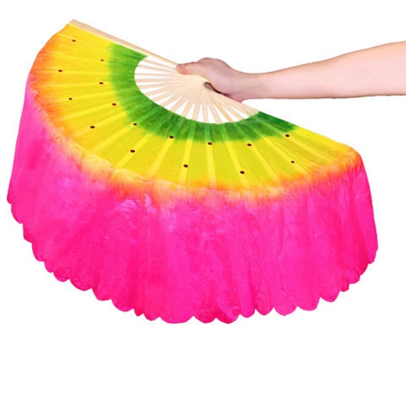 

1 Pair Cheerleading Fan Souvenir 18 Bone Gradient Colorful Yangko Dance Group Team Square Performance 20CM Creative Prop Product