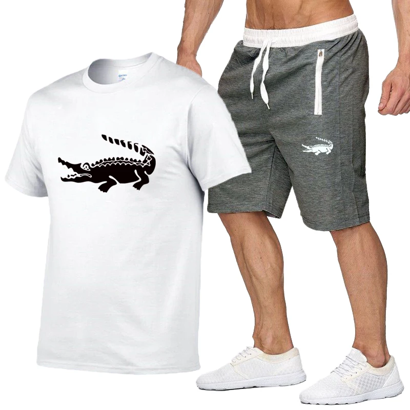 

CARTELO Printed Short-sleeved Cotton T-shirt Suit Outdoor Sports Fitness Men's Suit Summer Fashion Casual Couple Suit