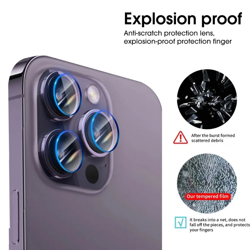 5-1 комплектов закаленной пленки для объектива камеры iPhone 16 15 Pro Max Plus HD прозрачная