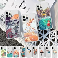 japan anime cute ponyo on the cliff phone case for iphone 11 12 13 mini pro xs max 8 7 6 6s plus x 5s se 2020 xr clear case