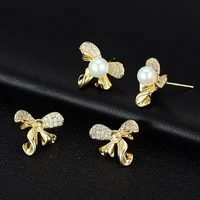 jiexing new micro inlaid zircon irregular bow earrings korean version simple fashion earrings straight