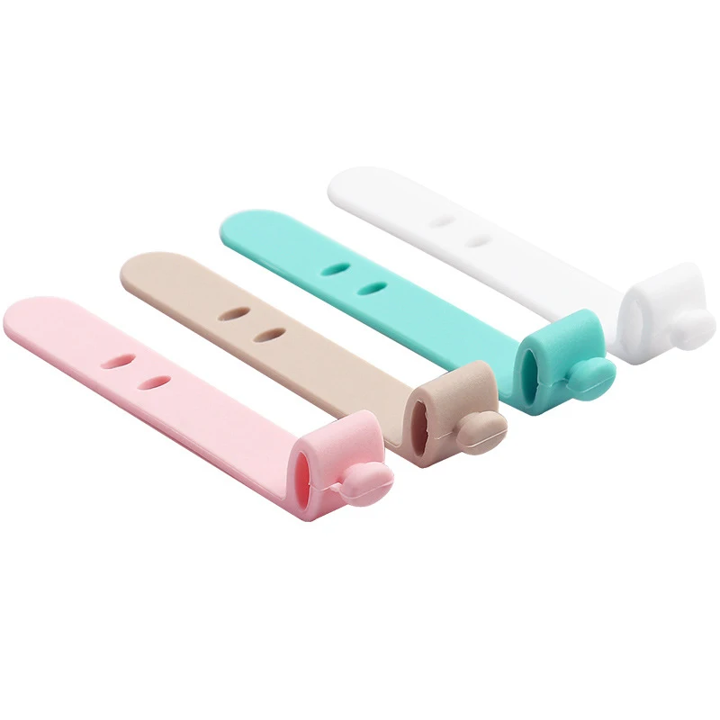 

Universal 4PCS Silicone Data Wire Cable Organizer Tie Phones Cable Winder Finishing Buckle 2023 Hot Sale
