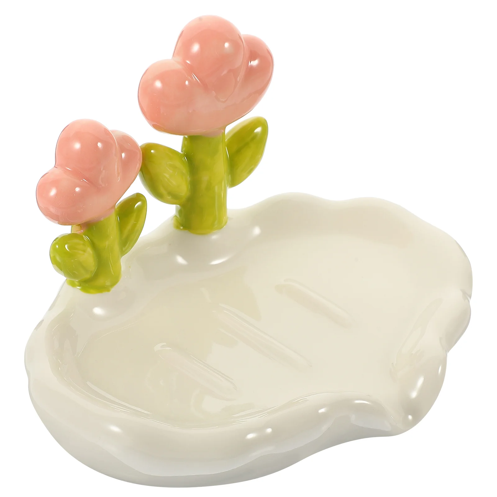 

Soap Dish Self Draining Soap Holder Cute Flower Soap Dish Ceramic Soap Holder for Bathroom
