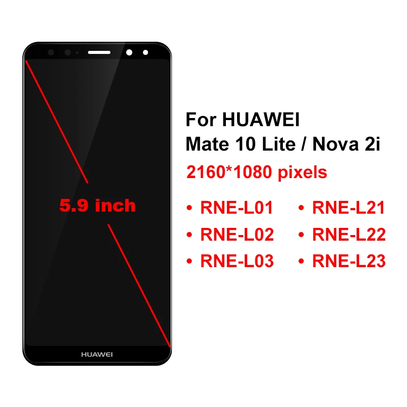 Для HUAWEI Mate 10 Lite RNE-L01 RNE-L02 RNE-L03 RNE-L21 LCD дисплей сенсорный экран дигитайзер Запасные