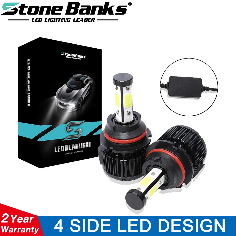 

2 шт., Автомобильные светодиодные лампы H4 H7 H11 COB 9004 9006 5202 H13 HB3