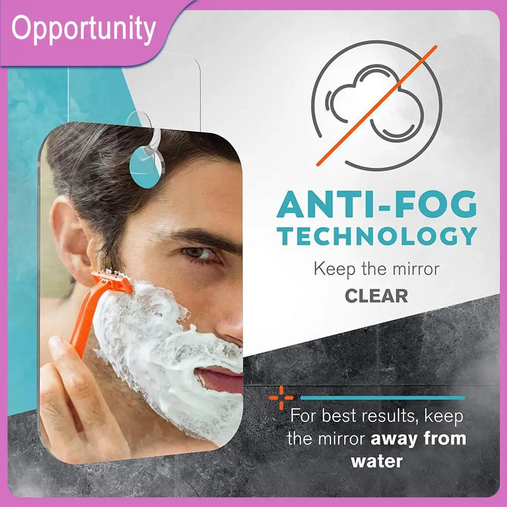 

Acrylic Anti Fog Mirror Bathroom Tools Shower Shaving Fogless Makeup Mirror Washroom Travel Accessories For Men Women