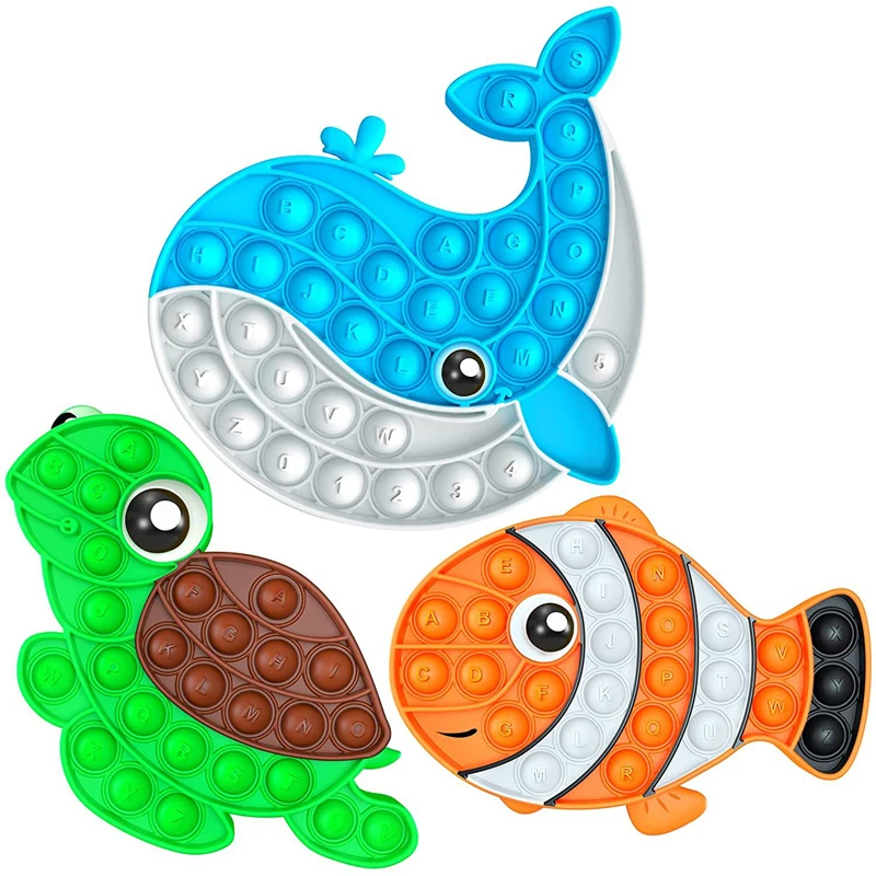 

Pop Its Finger Bubble Silicone Cover Animal Frog Rabbit Tortoise Decompression Silicone Bubble notebook Fidget Toys For kid