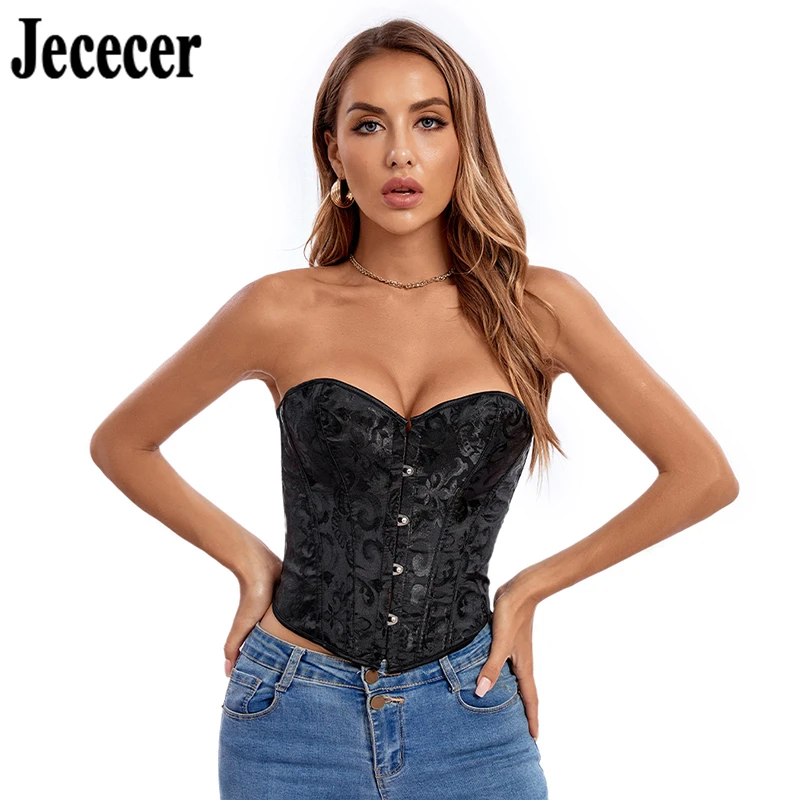 

Gothic Clothing Women Short Torso Corset Top Overbust Bustier Steampunk Sexy Vintage Victorian Corselet Cropped Bodice