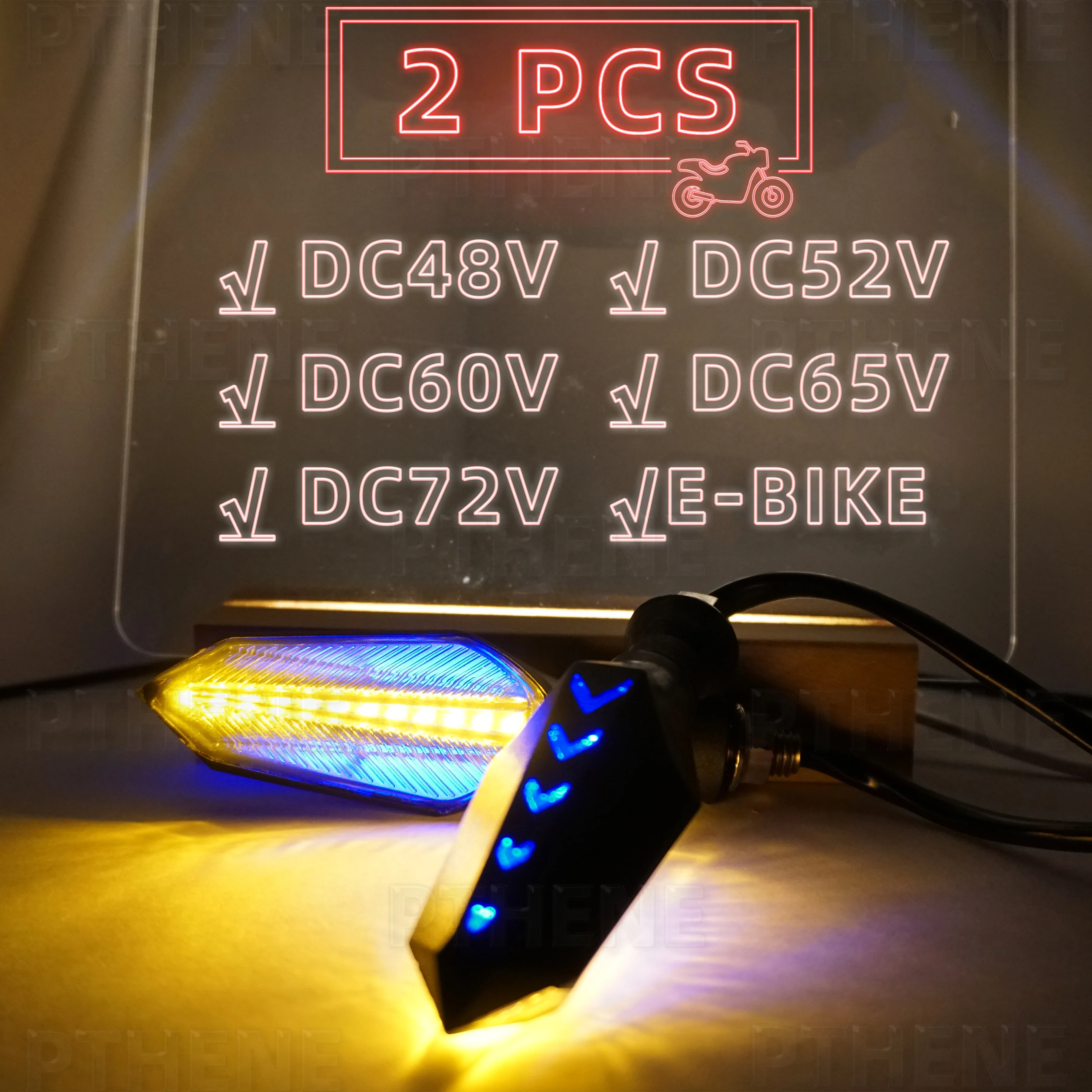 

Pthene eBike LED Указатель Поворота 48B/52B/60B/72B для Электросамокатов, Мотоциклов и Электровелосипедов.