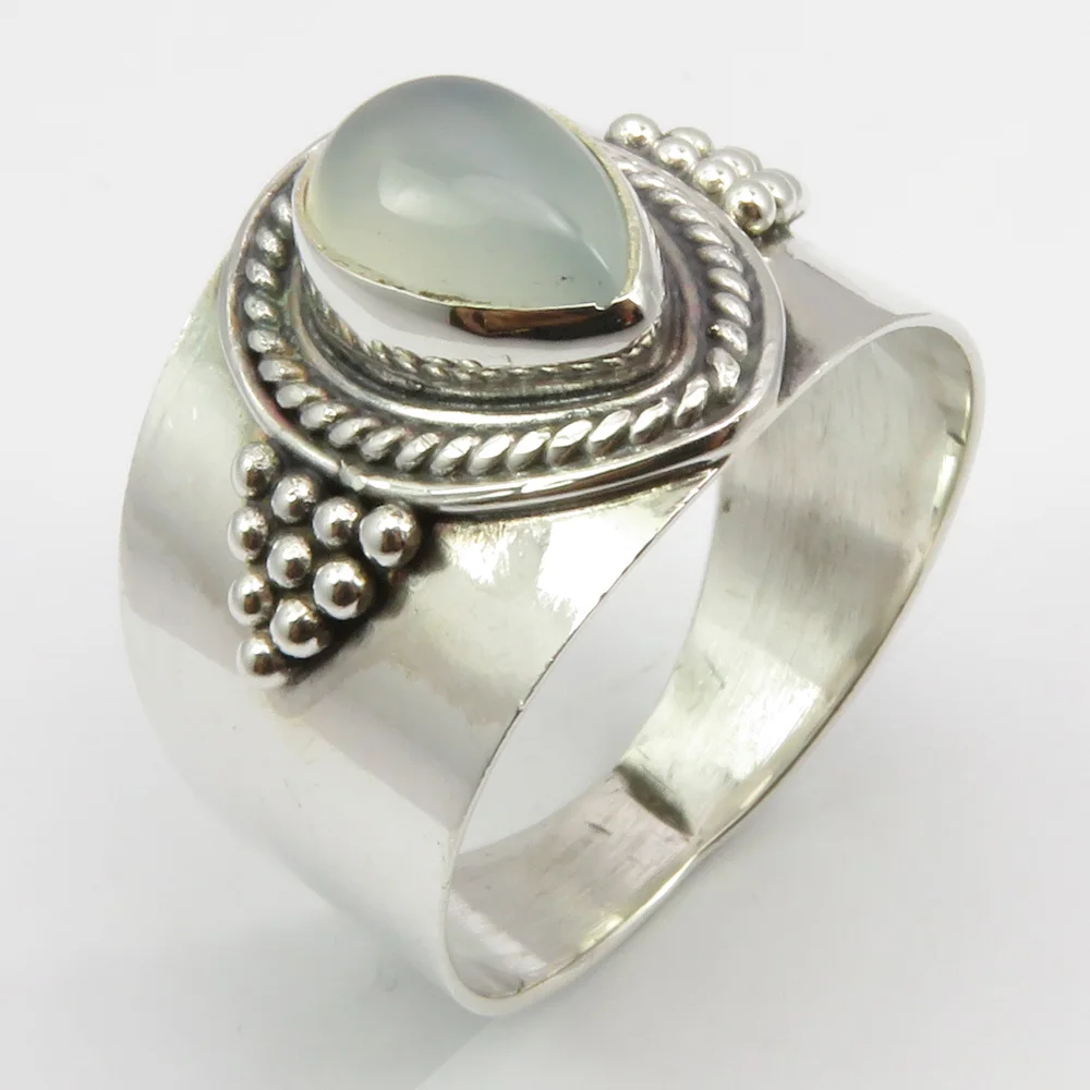 

Semi-precious Stone Aqua Chalcedony Ring Size 10.5