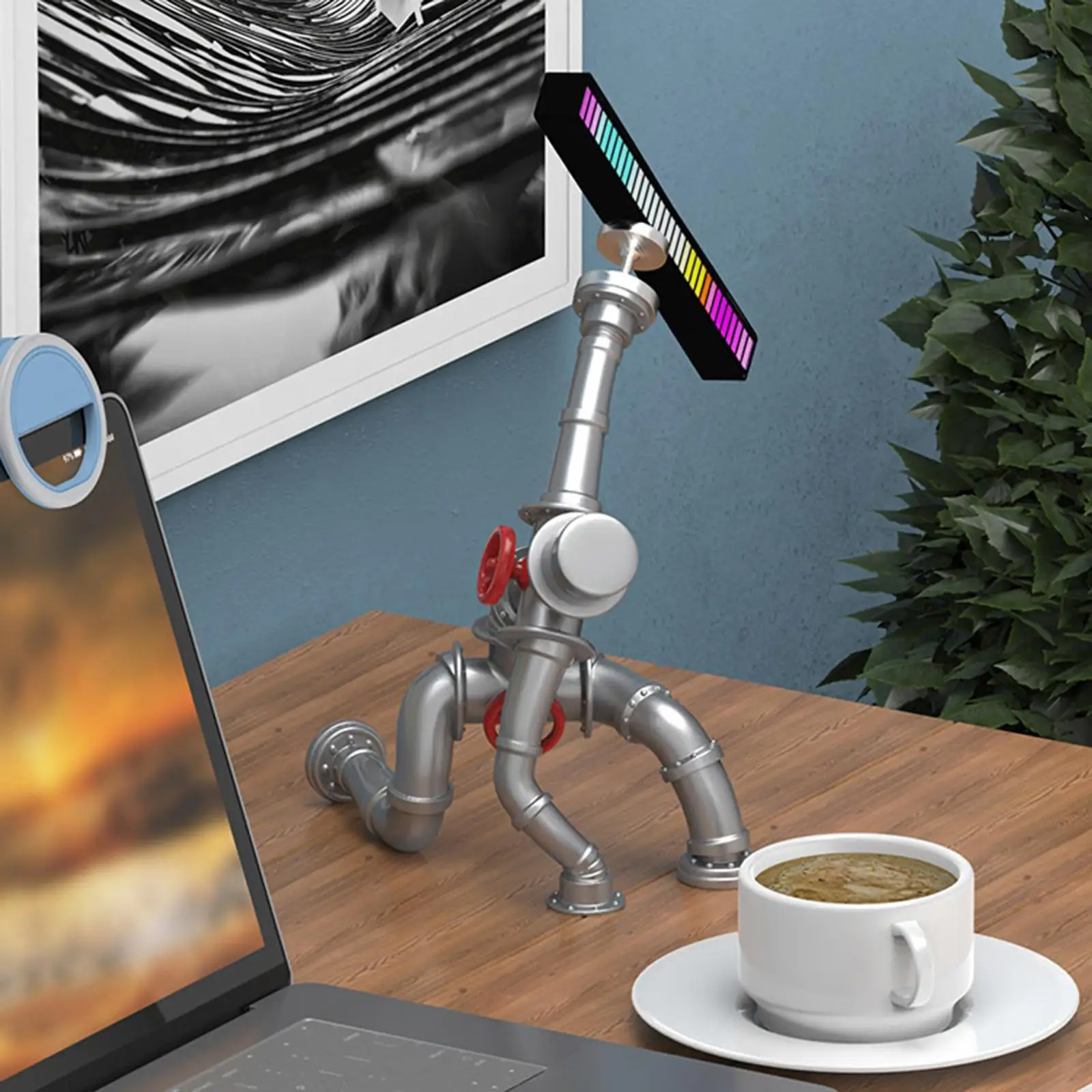 

Creative Steampunk Robot Ornament Industrial Sculpture Robot Statue for Home Bedroom Living Room Cabinet Decoration