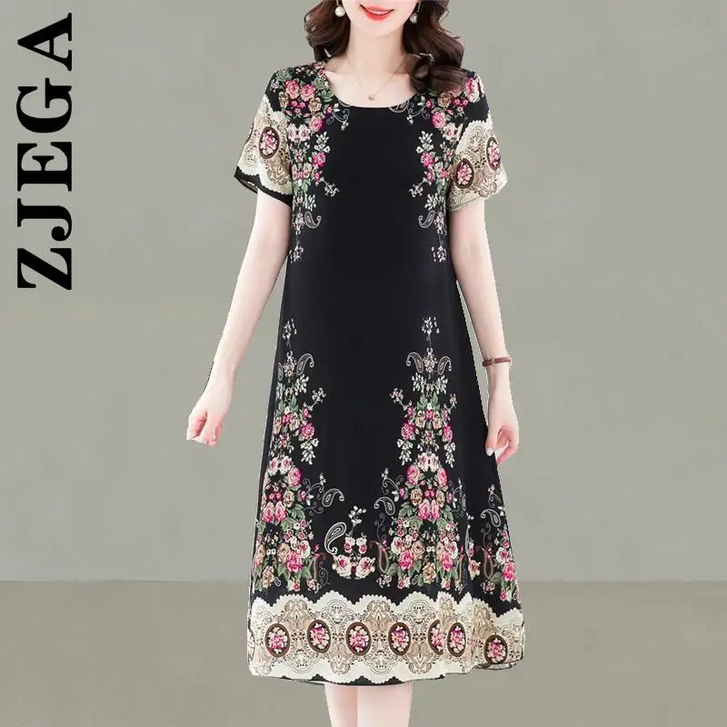

Zjega New Women Dress Holiday Short Sleeve Dress Casual O-neck Dresses Stylish Elastic Vestidos Dresses Woman Female