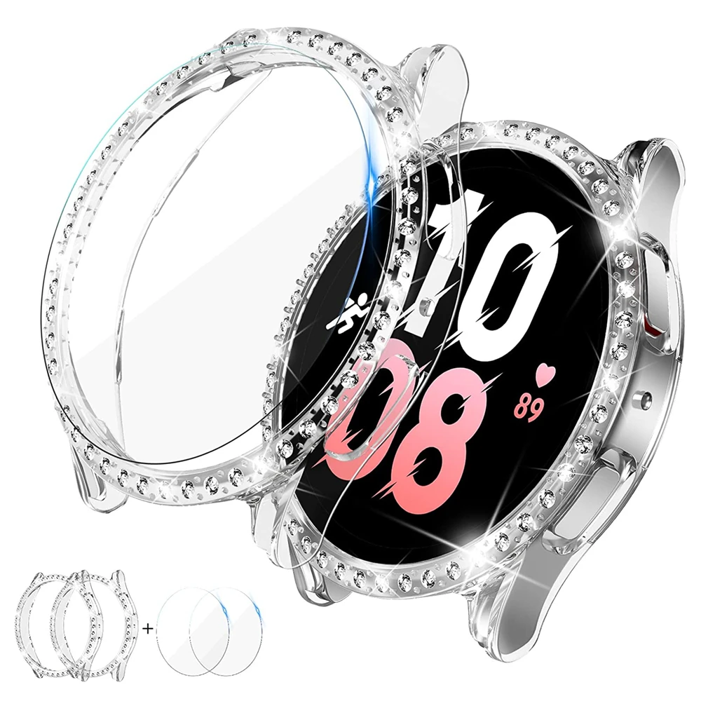 

2 + 2 шт. для Samsung Galaxy Watch 5 pro 45 мм galaxy watch 5 44 мм 40 мм чехол из закаленного стекла Защитная пленка для экрана блестящий чехол