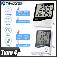 LCD Electronic Digital Temperature Humidity Meter Indoor Outdoor Thermometer Hygrometer Weather Station Clock HTC-1 HTC-2