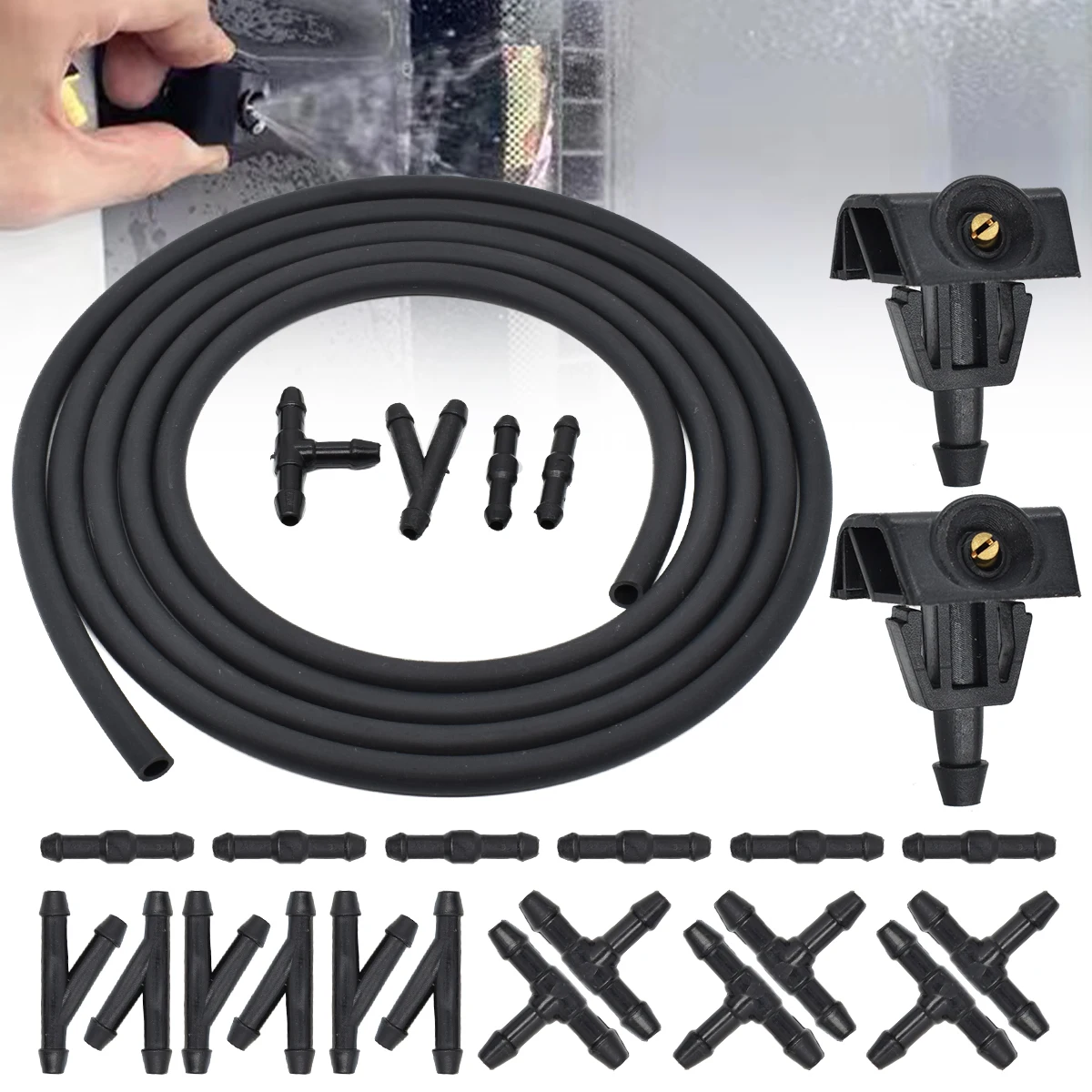 

25Pcs/set Front Windshield Washer Wiper Water Spray Nozzle For Nissan TIIDA SYLPHY X-trail Venucia D50 R50 Hose Tube Pipe Joint
