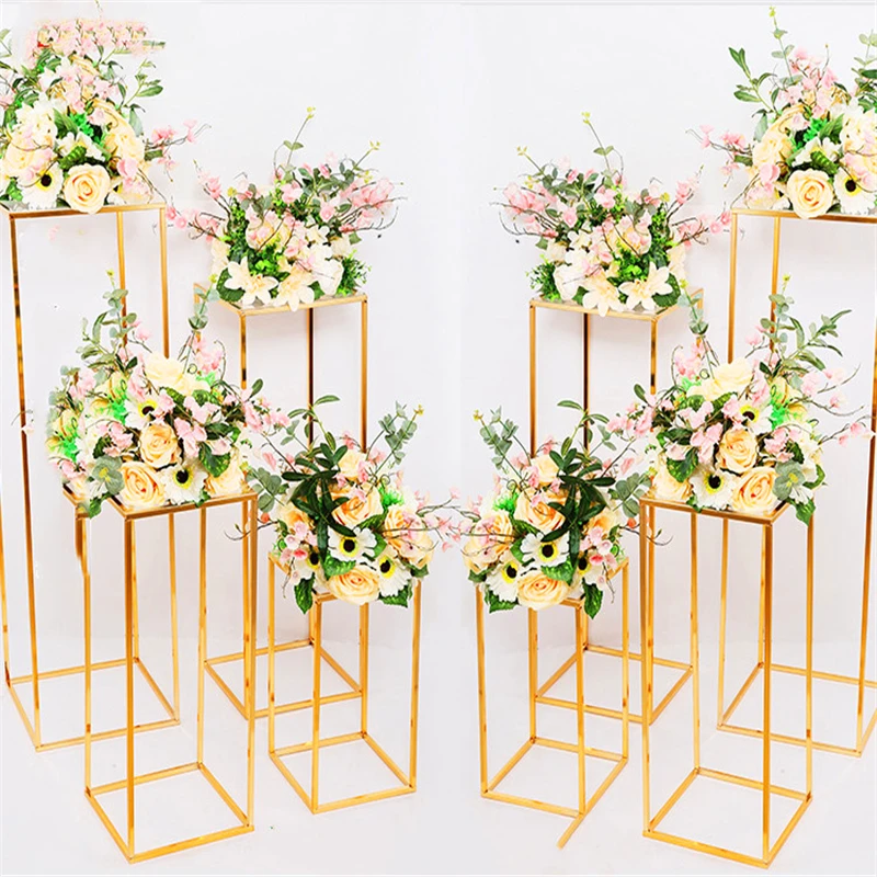 

New Wedding Arch Gold-Plated Geometric Flower Stand Home Decoration Shiny Metal Iron Rectangle Square Frame Backdrop