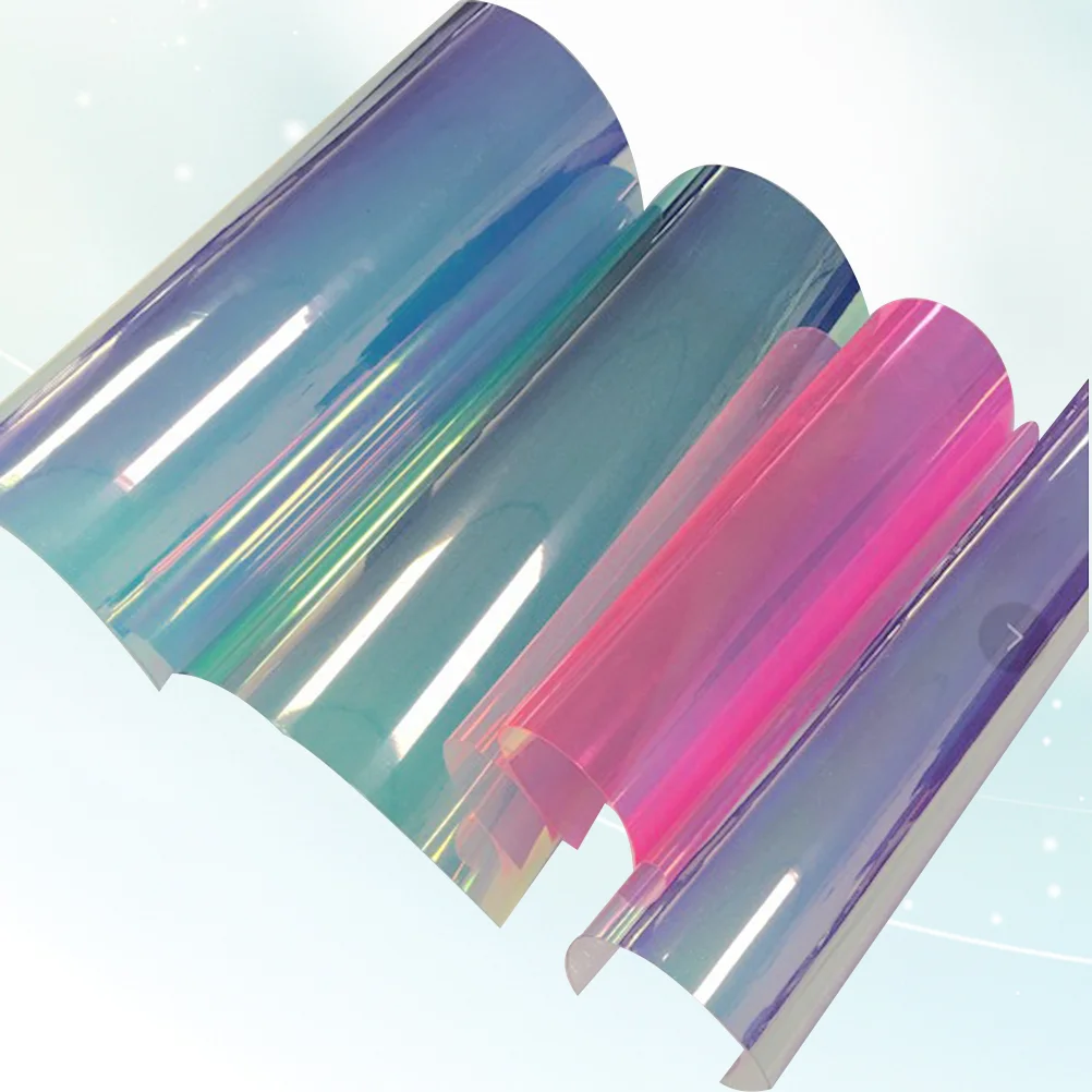 

4 Sheets Iridescent Holographic Overlay A4 Transparent Rainbow Film Rainbow Film Decorative Iridescent Window Pvc Fabric