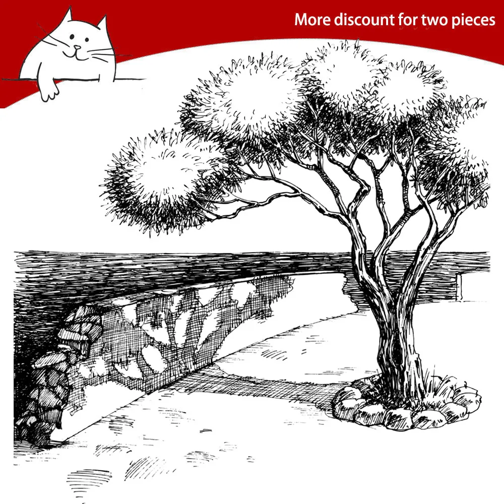 

Tree On Shore Clear Stamps For Scrapbooking Card Making Photo Album Silicone Stamp DIY Decorative Crafts