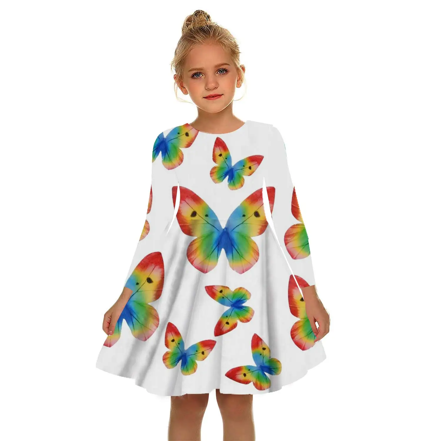 

Girls Casual Party Skirts Summer Evening Dresses 3D Butterfly Graphic Print Girls Birthday Dresses Spring Kids Skirts