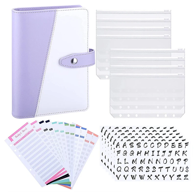 

A6 Notebook Binder Cover Cash Budget Binder Plan Manual,Binder Pockets,Expense Budget Sheets And Sticker Labels