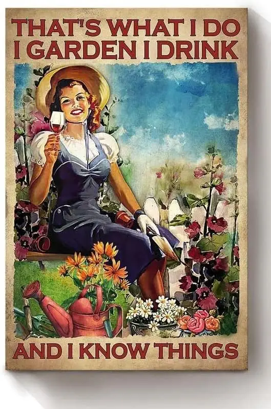 Cretve Tn Sgn Metl Thts Wht Do Grden Drnk nd Know Thngs Retro Vntge lumnum для дома Кофе Grge Offce Br Cf