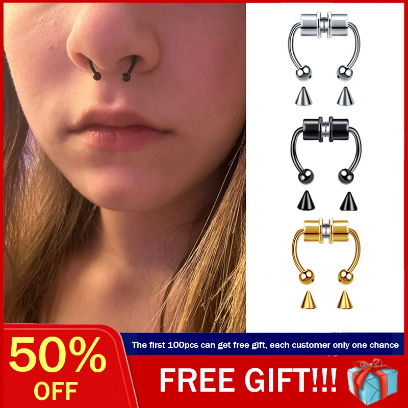 

Stainless Steel Magnetic Nose Rings Horseshoe Nez Clip For Women Men Fake Septum Piecings Nariz Cuff Jewelry Y2k Accessories