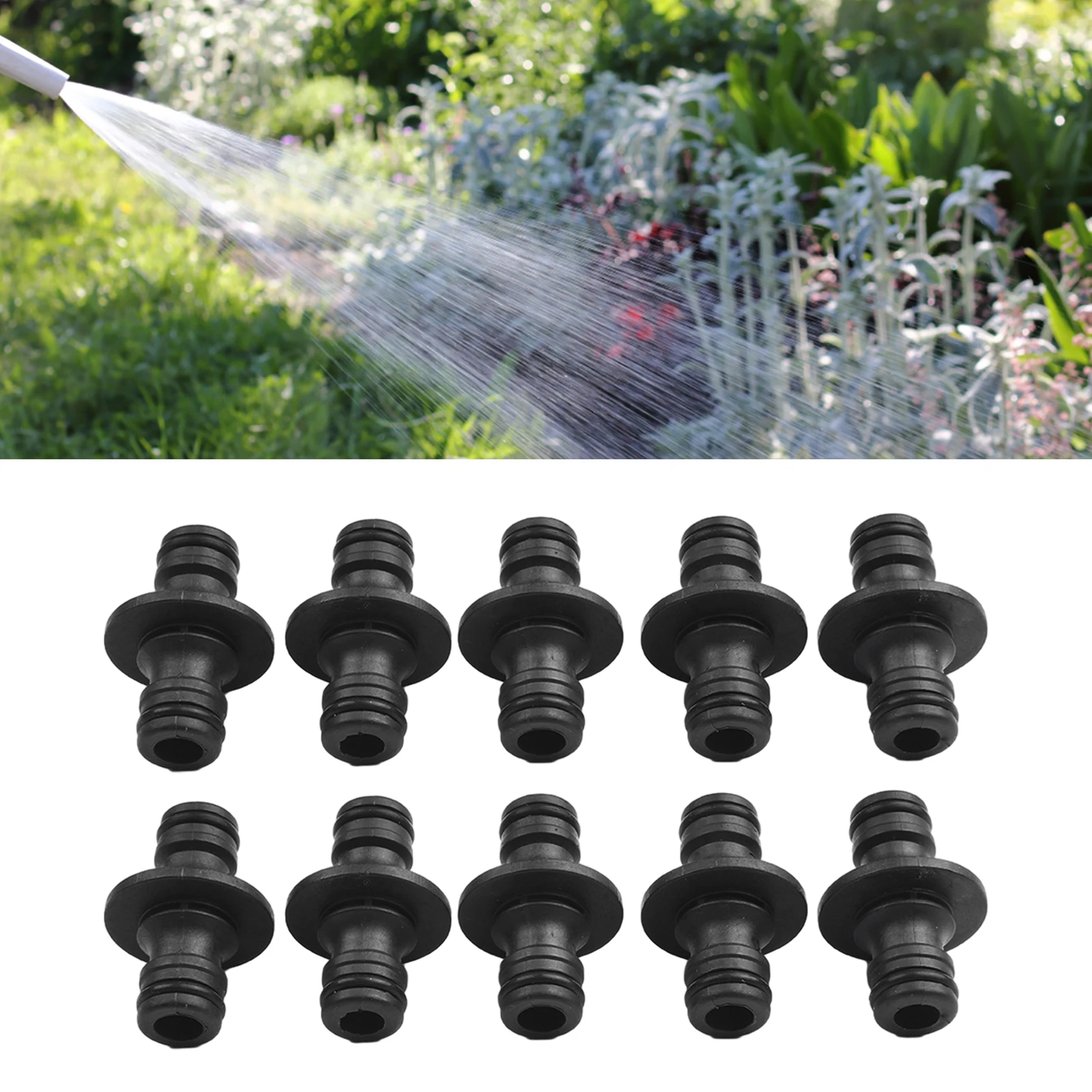 

10pcs Hose Connector Plastic Two-Way Nipple Connector Garden Irrigation Tool Replacement Accessories For Hose Connections 1/2"