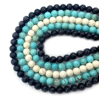 natural stone blue pine stone loose beads for jewelry making diy necklace bracelet earring charms accessories black line pine
