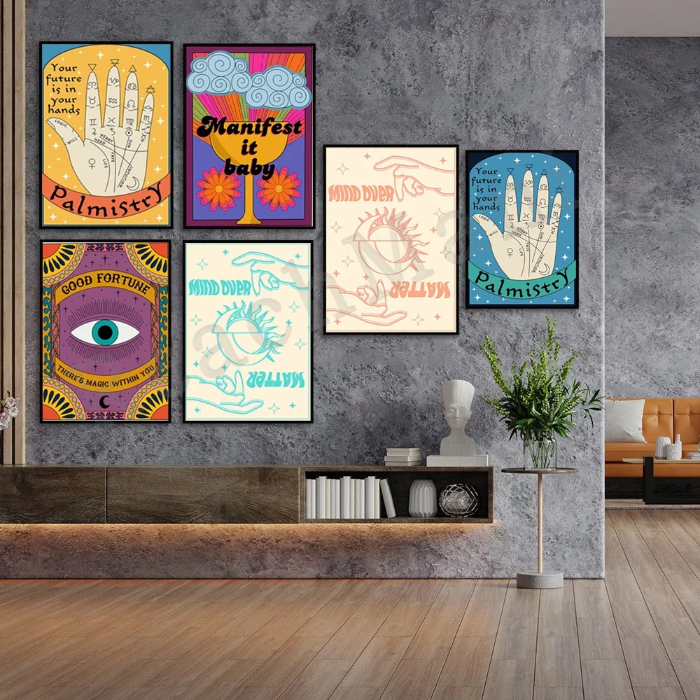 Паломанство винтажный принт Теллера удачи минималистское небесное искусство