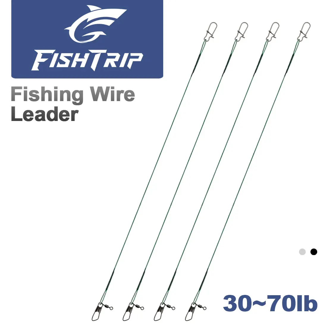 Фото Рыболовные поводки FishTrip, 30-50 шт., 30-70 фунтов, из нержавеющей стали, с вертлюгами и застежками Duo Lock, рыболовные снасти №1