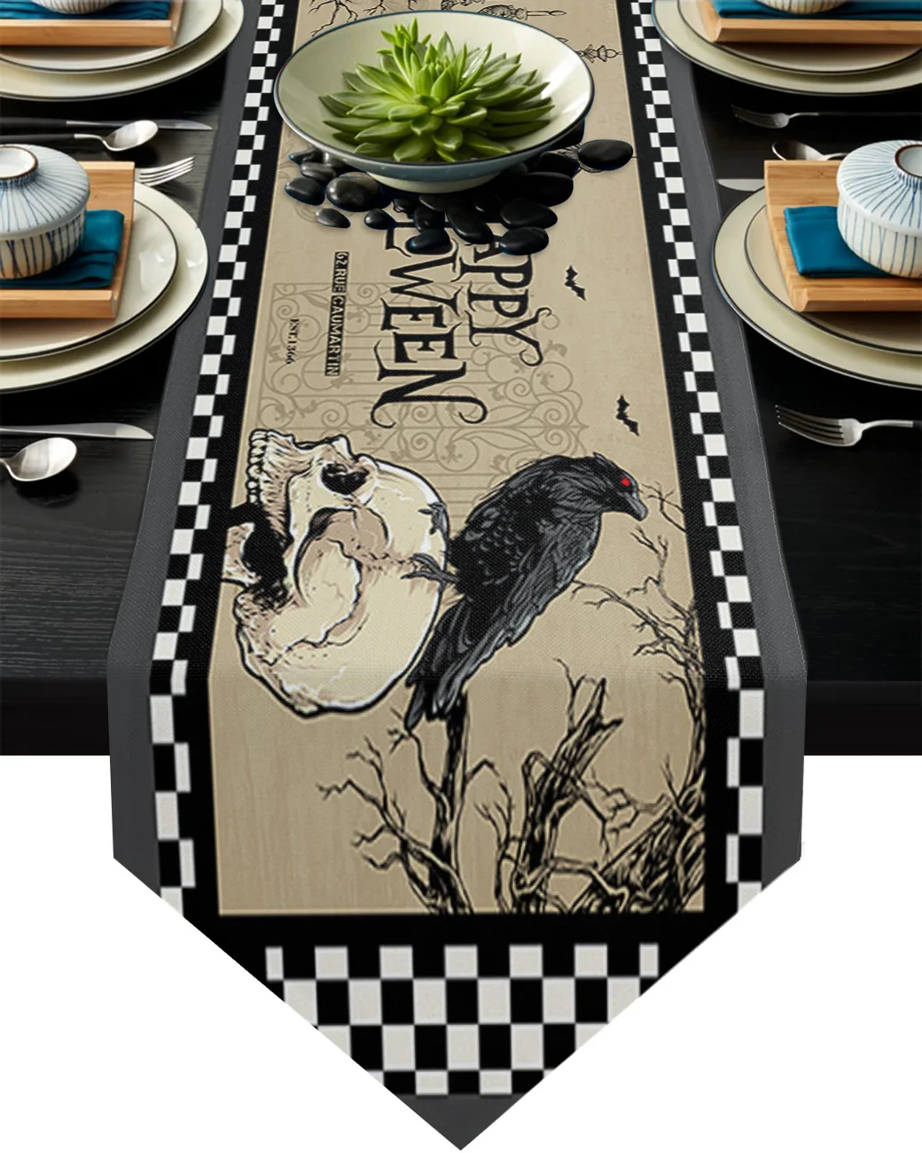 

Скатерть в виде головы черепа, вороны, летучей мыши для Хэллоуина, украшение для деревенской свадьбы, скатерть для дома, отеля, вечеринки, ку...