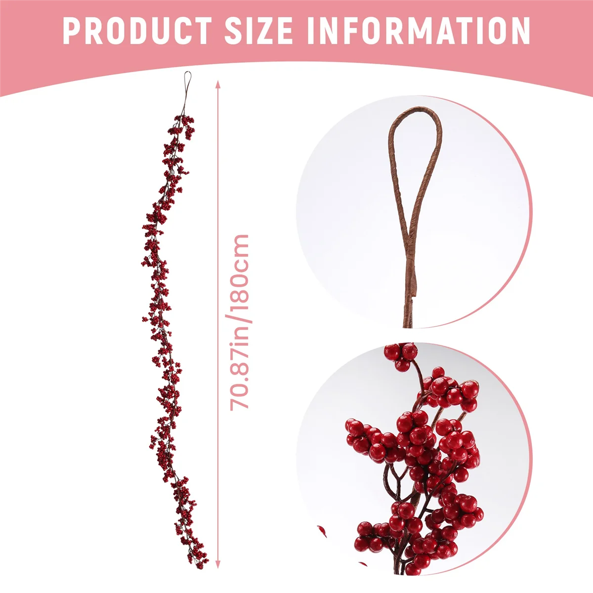 5 9 футов Рождественская гирлянда с красными ягодами искусственная бордовая