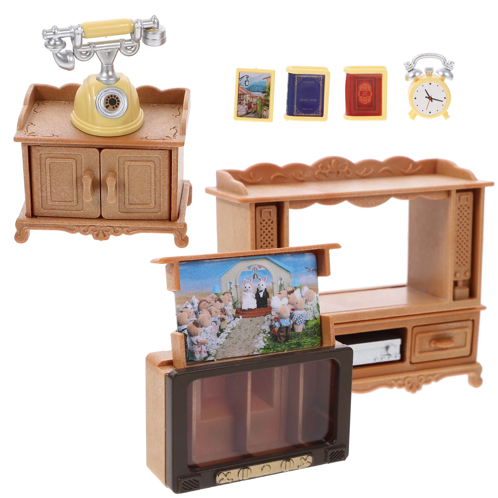 

Furniture Dolls House Mini Television Miniature Decor Toy Living Room Models Plastic Tiny
